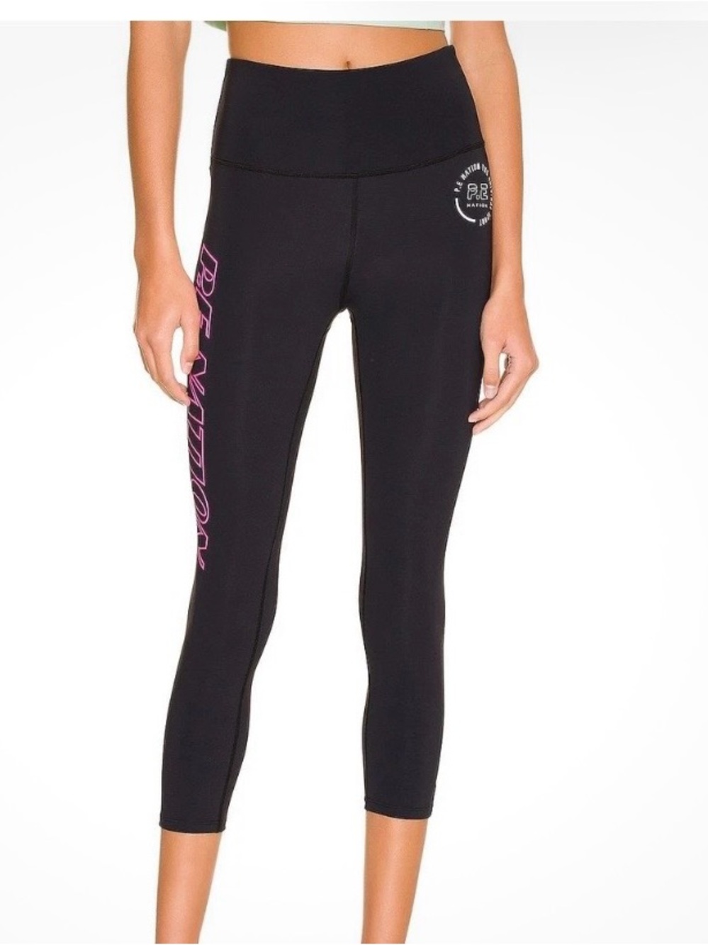 P.E Nation Black Activewear Top with White Logo Print